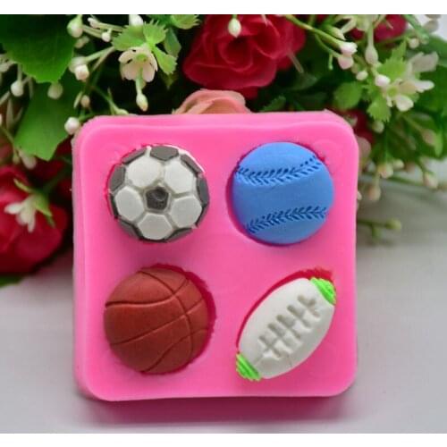100pcs Football Basketball Tennis Silicone Mold Fondant Sugar Process Mold DIY Ball Cake Decoration ZA6677