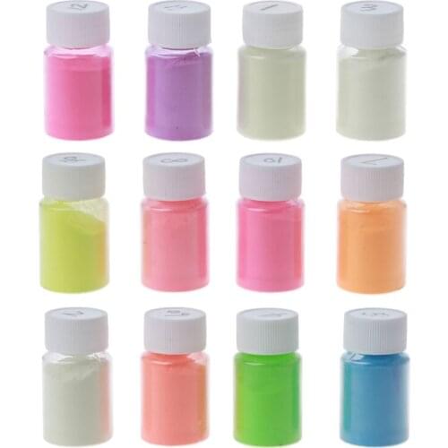 12 Color 40g Luminous Resin Pigment Kit Glow In the Dark Powder Pigment Colorant Dye Fluorescent Resin Jewelry Making X4YA