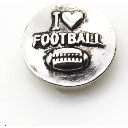 20pcs/lot Antique silver I love football snap button for 18mm women snap bracelet Ginger Snaps Jewelry pendant/necklace