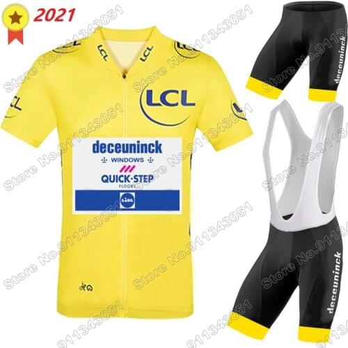 2021 Yellow Quick Step Cycling Jersey Set France Tour Cycling Clothing Julian Alaphilippe Road Bike Shirts Suit MTB Maillot