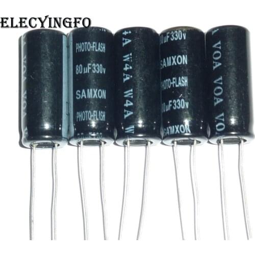 5pcs 80uF 330V SAMXON Photo Flash Capacitor 11x28mm 330V80uF PH Capacitor