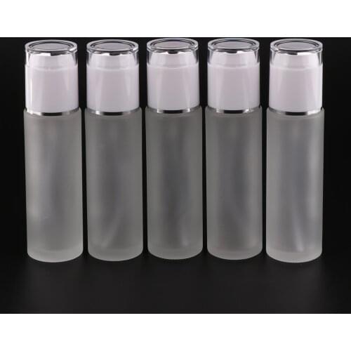5 PCS 80ml Glass Pump Bottle Cosmetic Lotion Refillable Travel Container