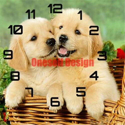 Diamond painting full clock diamond embroidery full set clock dog diy frame Christmas gifts diamond mosaic sale diamond art kit