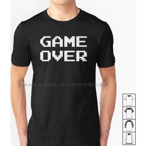 Game Over Arcade Retro Game T Shirt 100% Cotton Game Over Retro Arcade Space Invaders 80s Classics Gamer Creative Trending