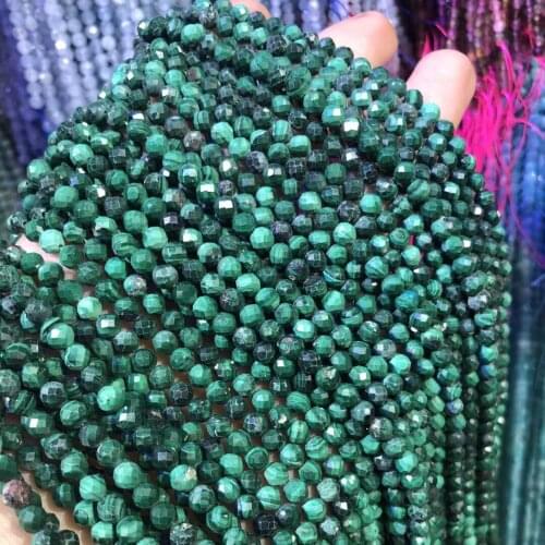 Natural Malachite Stone Beads2 3 4.5mm Small Round Section Loose Beads for Necklace DIY Bracelet Jewelry Making Accessories