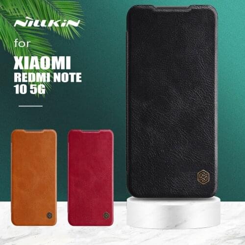 For Xiaomi Redmi Note 10 5G Case Nillkin Qin Luxury Slim Flip Leather Case Card Slot Cover for Xiaomi Redmi Note 10S 10 Pro Max