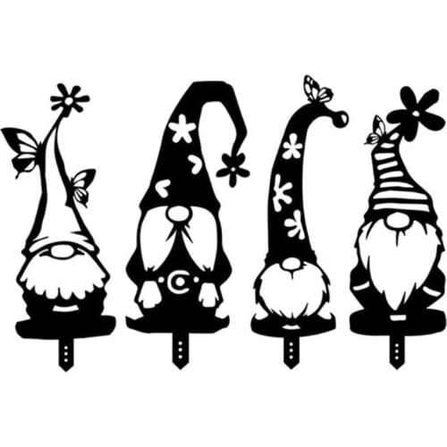 Black Acrylic Art Branch Dwarf Elf Outdoor Garden Decoration Santa Claus Hollow Card Backyard Lawn Decoration Ornaments