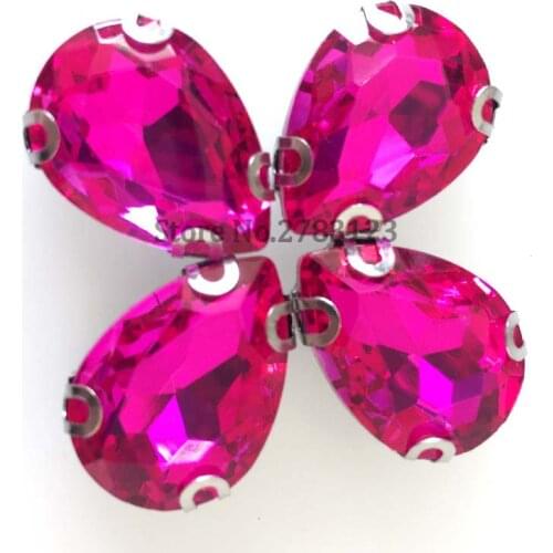 Tear-drop rose red D claw AAA+ Glass Crystal sew on stone,flatback loose rhinestones use for diy Clothing accessories