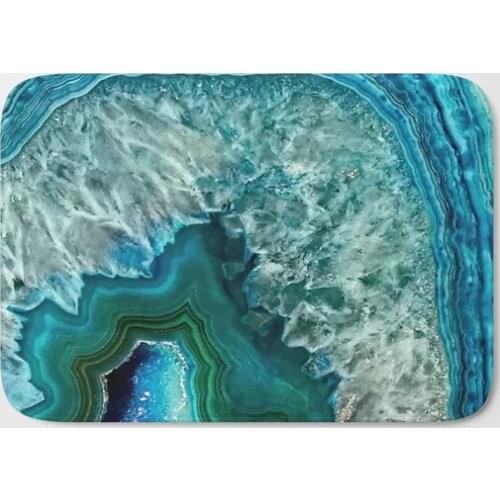 HOT Bathroom Rugs Aqua turquoise agate mineral gem stone Bath Mat Flannel Absorbent Non Slip Doormat Entrance Door Bath Room Mat