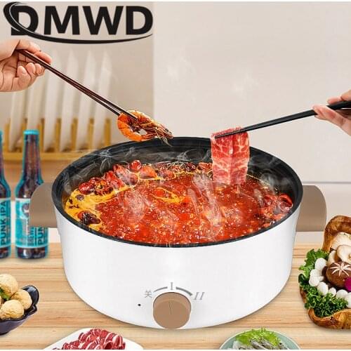 DMWD Multifunction Electric Skillet 5L Home Hotpot Noodles Rice Cooker Pancake Eggs Frying Pan Porridge Soup Stew Cooking Pot