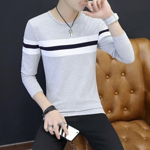 T Shirt Men Mens Autumn Crew Neck Long Sleeve Shirt New Tshirt T Shirts O-Neck Casual Black
