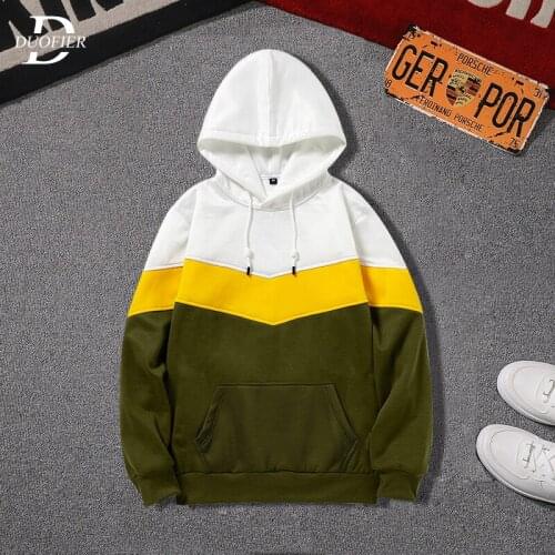 Hoodies Sweatshirts Men Solid Patchwork Hip Hop Streetwear Hooded Sweatshirt Autumn Long Sleeve Male Pullover Tracksuit Outwear