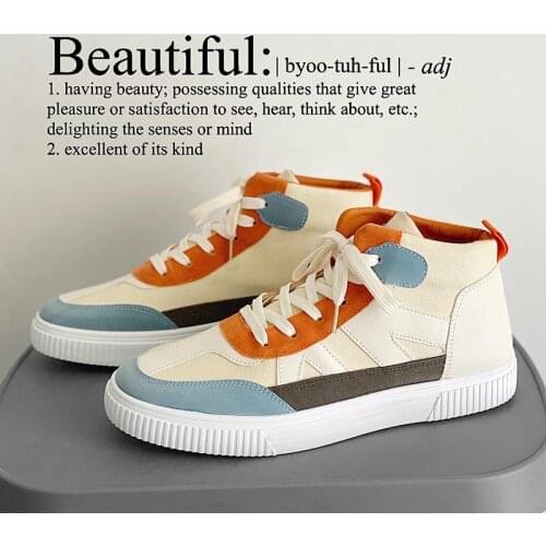 2021 Summer Orange Breathable Casual Board Shoes Men High Top Canvas Sneakers for Men Espadrilles Flat Mens Vulcanized Sneakers
