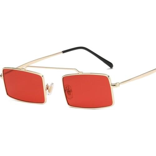 2018 new Women Metal Sunglasses Men Retro Small Square Sun Glasses for women Female Yellow Pink Lens Glasses Small Frame Shades