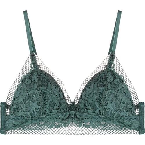 2020 New Sexy Low Back Women Bralette Ladies Lace Thin Triangle Cup Femmes Bra Backless Beautiful Lace Bralette