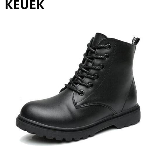 Autumn Winter Children Martin boots Boys Girls shoes Ankle boots Genuine leather Kids Snow boots Outdoor Military boots 020
