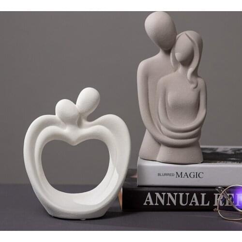 Character Couple Ornaments Frosted Ceramic Crafts Abstract Creative Modern Statues / Living Room Home Decoration Accessories