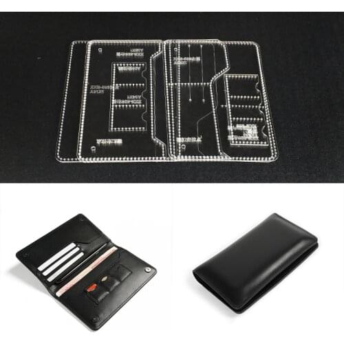 Clear Acrylic Stencil N Durable Wallet Leather Template DIY Leathercraft Long Wallet Purse Stencil Sewing Pattern 18x11x2cm
