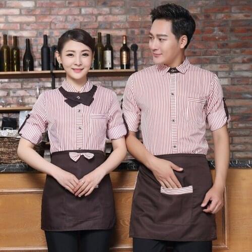 Hotel Staff Long-sleeved Work Clothes Female Waitress Restaurant Uniforms Catering Hot Pot High Quality Waiter Overalls H2338