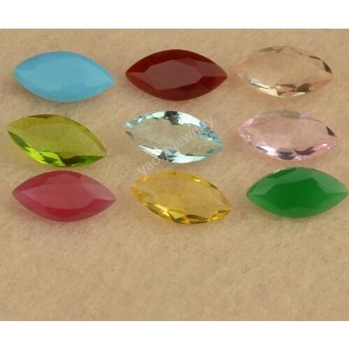 Sale 50pcs/Lot 1.5x3~8x16mm Various Color Marquise Shape Cut Loose Glass Stone Red Blue Synthetic Gems Glass Beads For Jewelry