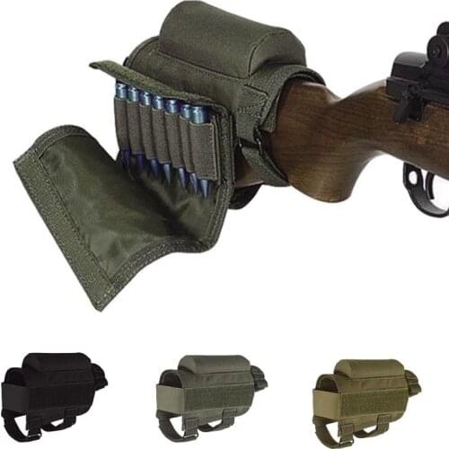Adjustable Tactical Cheek Rest Outdoor Military Buttstock Rifle Cheek Rest Bullet Holster Nylon Hunting Pouch Cartridges Bags