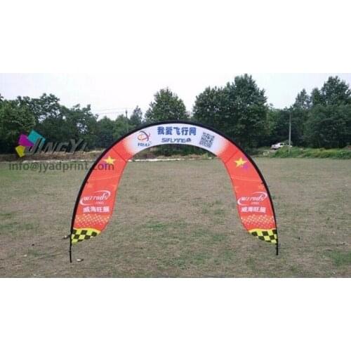 Advertising Full Color printed rainbow 190X310CM race gate display semicircle flag