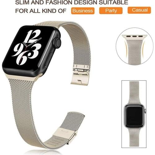 Slimming strap for Apple watch band 44mm 42mm 40mm 38mm Stainless steel iwatch apple watch SE 6 5/4/3/2/1 metal watchband