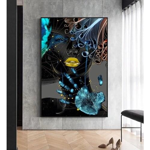 Silver and Black Portrait Woman Oil Painting on Canvas Nordic Wall Art Handmade Painting Living Room Home Decor Cuadros