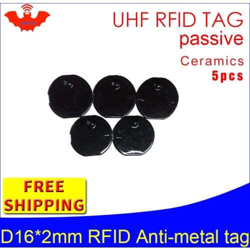UHF RFID metal tag 915mhz 868mhz Alien Higgs3 EPC 5pcs free shipping D16mm*2mm small circular Ceramics smart passive RFID tags