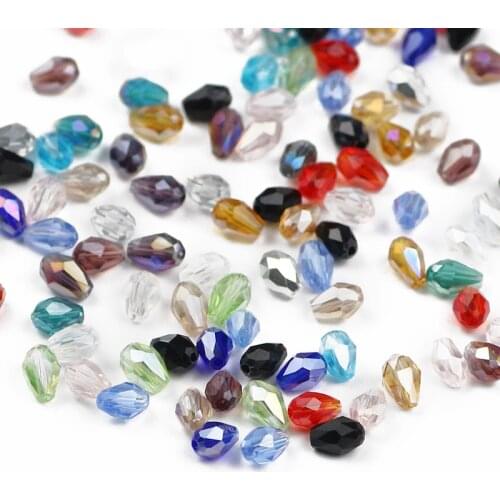UPGFNK Water droplet pear shaped Austrian crystals beads 4*6mm 100pcs loose Glass beads Jewelry Making DIY bracelet Accessories