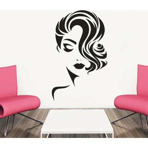 Make Up Studio Decor Beauty Girls Vinyl Wall Sticker Removable Hair Salon Window Poster Charming Girl Vinyl Murals Art