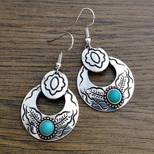 Vintage Fashion Womens Earrings Natural Light Blue Stone Anniversary Party Ornaments Bridal Engagement Wedding Earrings