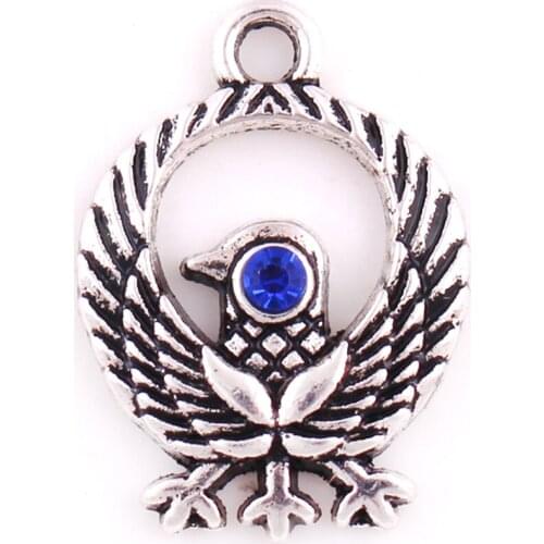 Yatagarasu Crow Pendant Antique Silver Japanese Raven Prosperity Amulet Pendant