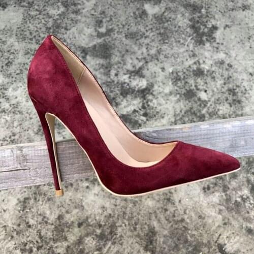 2019 Fashion free shipping women lady suede Leather Poined Toe high heel shoe pump HIGH-HEELED shoes Wedding shoes 12cm