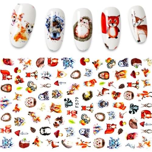 1pc 3D Animal Plant Nail Art Stickers Butterfly Fox Flower Nail Decal Manicure Decorations Tips