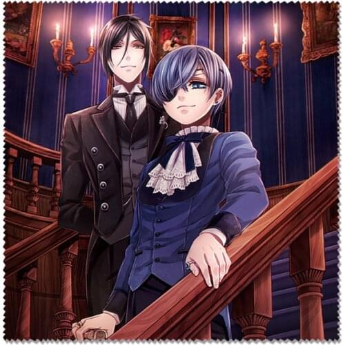 1PCS Black Butler Style Fashion Jewelry Tools Anime Customized Glasses Cleaning Cloth Cartoon Eyewear Accessories Unisex New