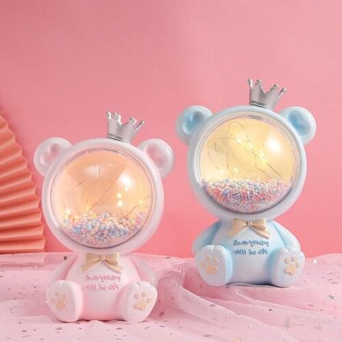 1PCS Hot Space Bear Astronaut Night Light Ornaments Resin Home Decoration Kids Girlfriend Toys New Year Xmas Christmas Gift