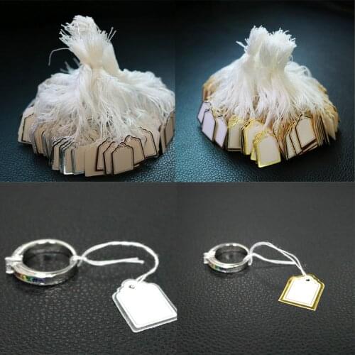 1000 Pcs Rectangle Paper White Marking Tags Price Display Tags Labels with Hanging Strings for Gift Jewelry Clothing, 24x18mm