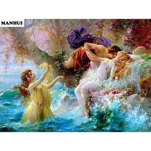 DIY Diamond painting Playing the water couple cross stitch Needlework 5D Spuare diamond embroidery resin diamond picture BEF104