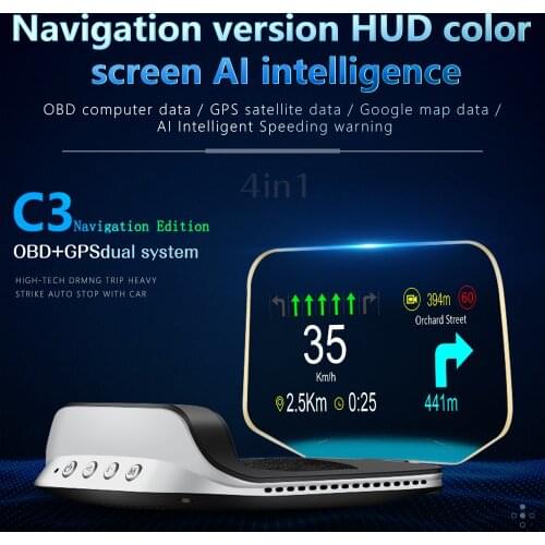 New 2020 Electronics C3 Navigation Hud Head Up Display On-board Computer OBD2 GPS Speedometer Overspeed Warning Smart Gadgets