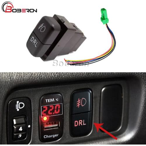 Car LED Dual Switch Front Fog Light Switch DRL Button with Wire for Mitsubishi Pajero V73