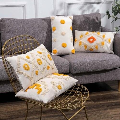 Sofa Pillowcase Bedside Moroccan Style Cushion Cover Square Pillow Simple Three-striped Tufted Towel Embroidered Pillowcase