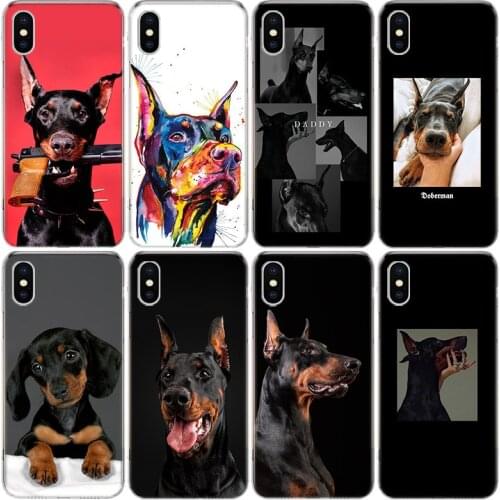 Animal Dachshund Doberman dog Phone Case For iphone 11 12 Mini Pro XS MAX SE2020 8 7 6 6S Plus X 5 5S SE XR Cover Shell Coque