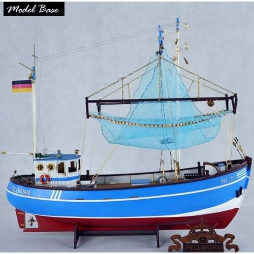 Wooden Ship Models Kits Adult Assembly Educational Kids Toys 3d Laser Cut Wood Model Boats Scale 1:48 PELLWORM Fishing Boat