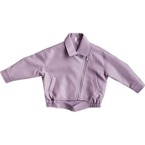 Girl Baby Coat Autumn and Winter Style Children Leather Jacket Children Motorcycle Jacket Korean Edition Cool Contracted