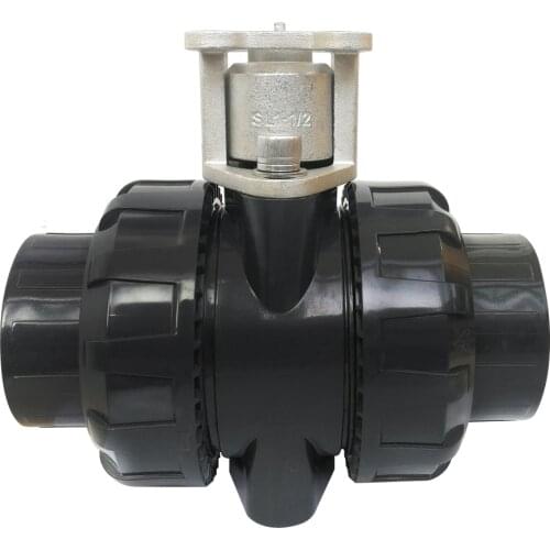 DN40 UPVC 2 way valve body with union end glue connection for electric actuator