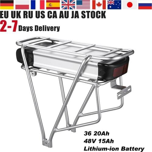 Electric Bicycle 36V 48V 15Ah 20Ah Rear Rack Battery Pack For eBike with Luggage Hanger Taillight USB Port E Bike Charger