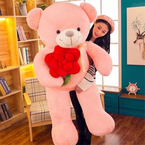Fancytrader Flower Teddy Bear Gifts Doll Big Giant Soft Pop Bears Animals Plush Toys for Girls 140cm/90cm