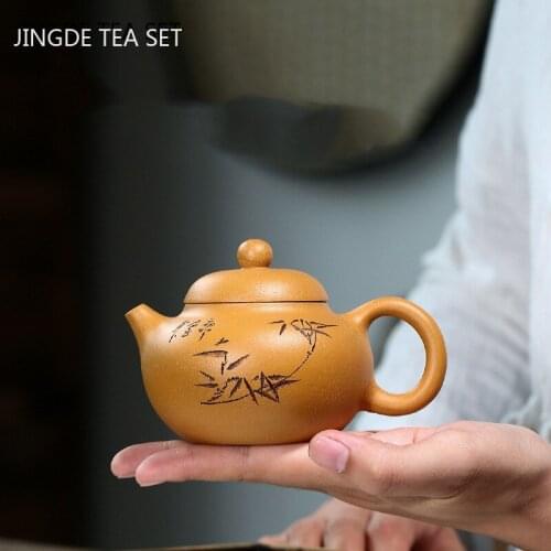 Yixing Purple Clay Teapot Cuizhu Wendan Kettle Raw Ore Golden section mud Tea Set Tieguanyin Chinese Tea Ceremony Gift 190ml