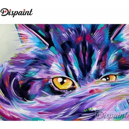 Dispaint Rhinestone Painting Crystal Decor Diy Diamond Painting "Colored cat" 3D Cross Stitch Pattern Diamond Embroidery A26569